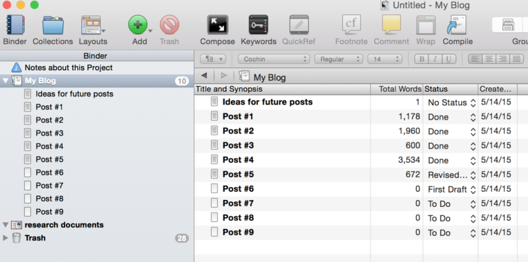 How I Use Scrivener to Write Blogs (that become books)