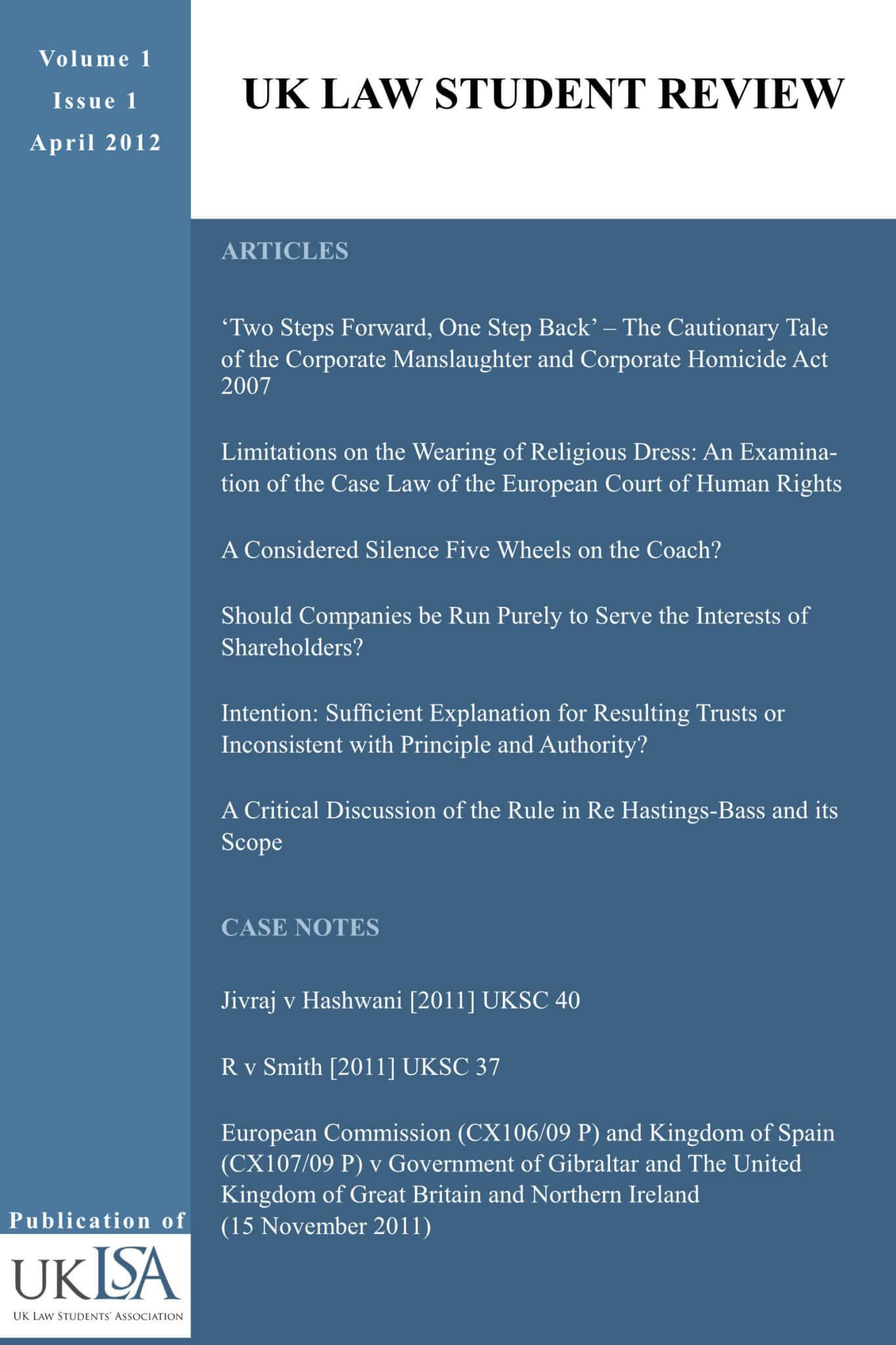 UK Law Student Review 1(1)